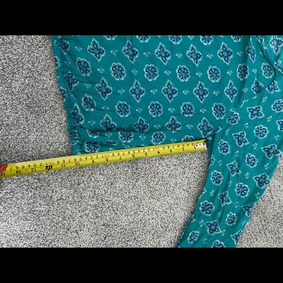 Hollister Teal Patterned Peasant Blouse Boho hippie festival - Picture 8 of 10